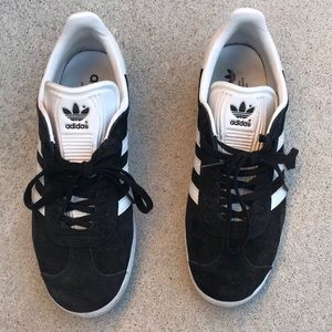 Black and white adidas gazelle sneakers